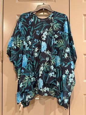 Old Navy Navy Floral Open Front Kimono